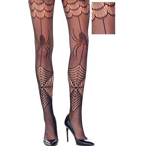 Adult Spider Fishnet Stocking Tights, Black, One Size. NEW
